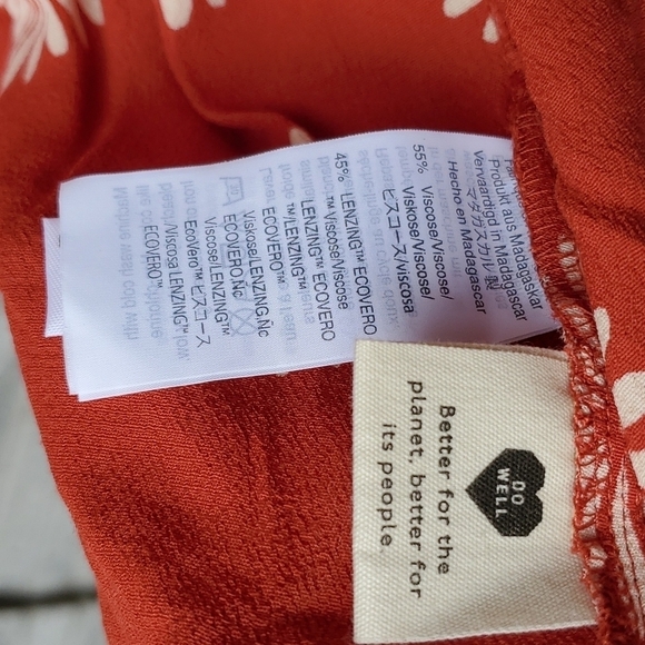 Madewell Top Chinch Wrap Tie Size XXS Flowers New Rust Cream - Picture 8 of 12